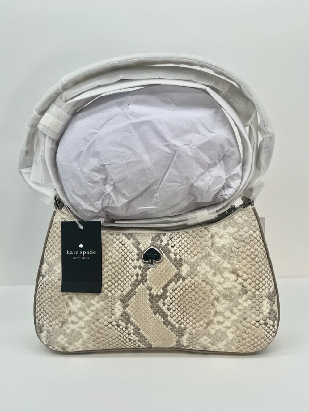NWT Kate Spade Kayla Snake Embossed Shoulder Bag + Matching Key Card Holder Set - Picture 5 of 12